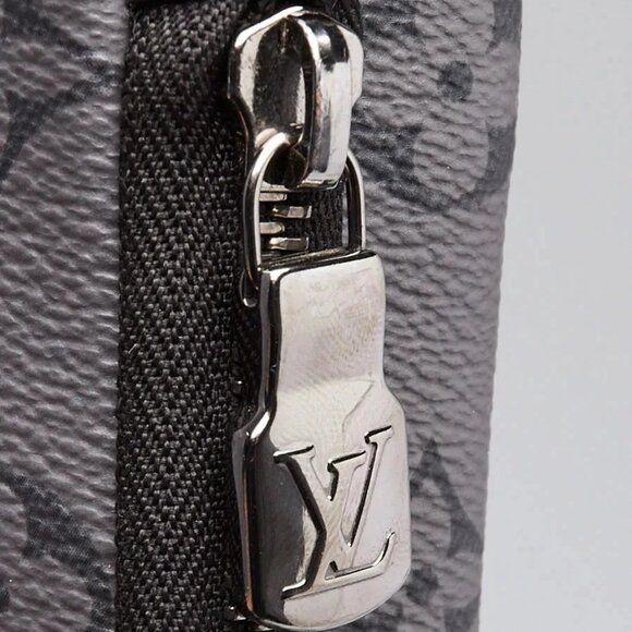 Louis Vuitton Monogram Eclipse Canvas Double Phone Pouch Crossbody Bag - Picture 8 of 12